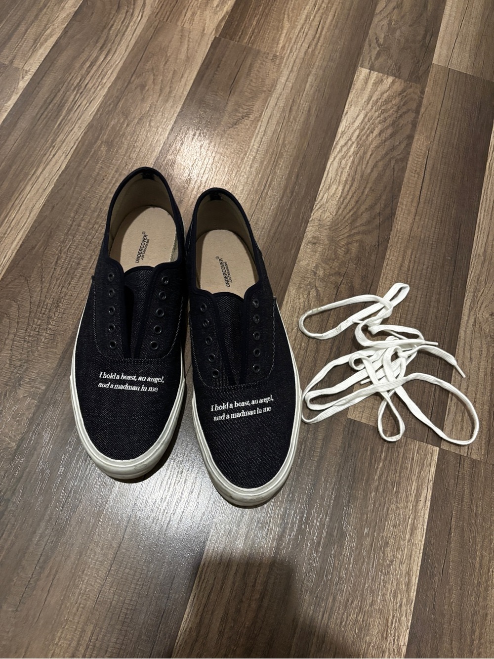 Undercover Black Canvas Sneakers with White Soles